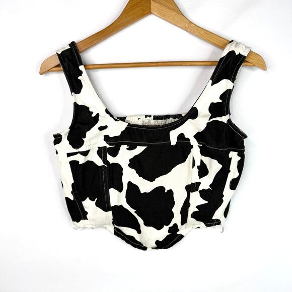 Lone Star Cow Print Corset Tank Top Medium - Picture 1 of 4